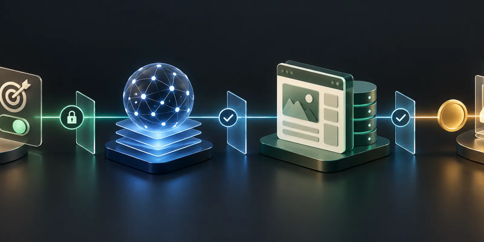 A conceptual flow from human permission to an AI agent, a structured website tool and a paid data exchange